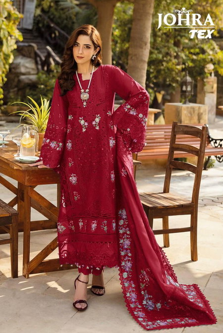 Johra Tex 183 Cambric Cotton Embroidery Pakistani Salwar Suits Wholesalers In Surat